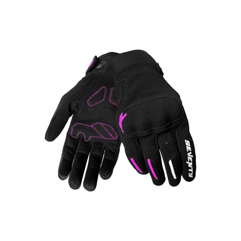 Guanti da moto da donna Seventy Degrees SD-C42 Asphalt nero e rosa