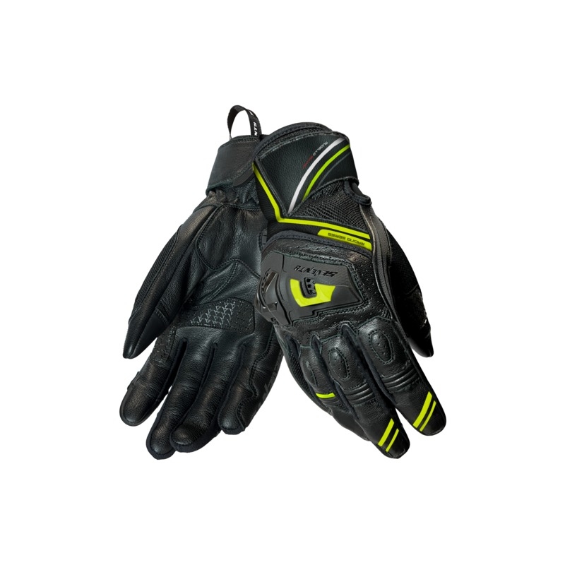 Guanti moto Seventy Degrees SD-N30 Mugello nero-giallo fluo