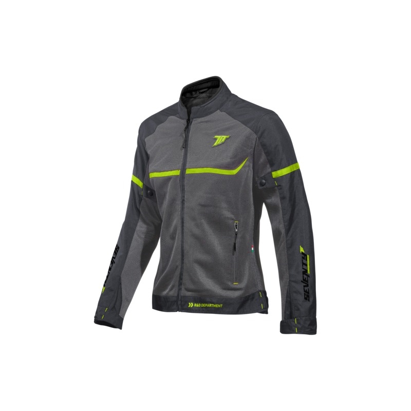 Giacca da moto da donna SEVENTY DEGREES SD-JR30.2 Grigio mojave-giallo fluo