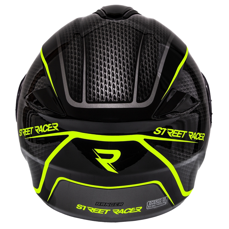 Casco moto ribaltabile Street Racer Ranger nero-giallo fluo - grado II