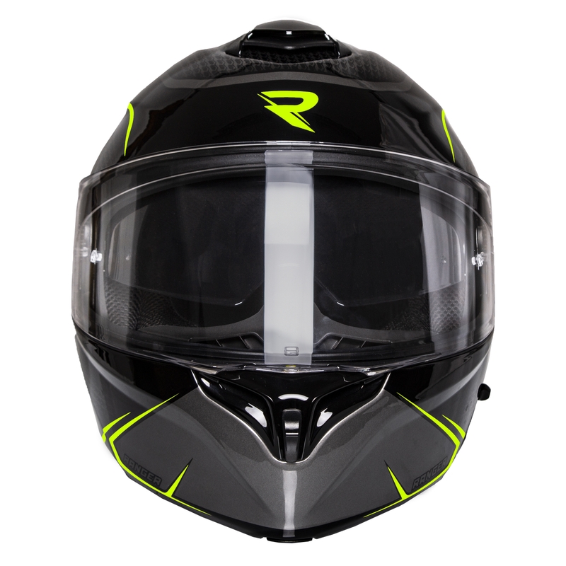 Casco moto ribaltabile Street Racer Ranger nero-giallo fluo - grado II