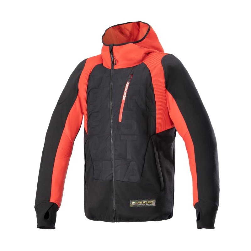 Felpa da moto Alpinestars MO.ST.EQ Hybrid nera-rossa