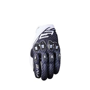 Guanti da moto FIVE Stunt Evo2 in fibra nera e bianca