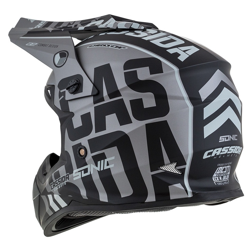 Casco da motocross per bambini Cassida Cross Cup Sonic Junior grigio opaco-nero