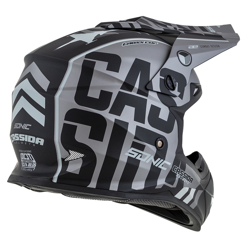 Casco da motocross per bambini Cassida Cross Cup Sonic Junior grigio opaco-nero