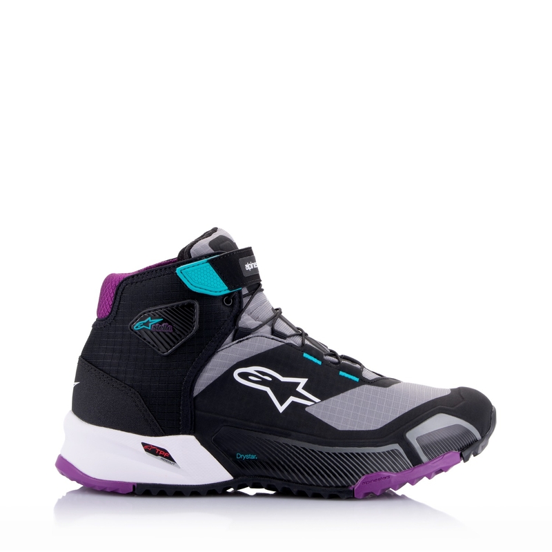 Stivali da moto Alpinestars Donna Stella CR-X Drystar Nero-Grigio-Viola-Turchese