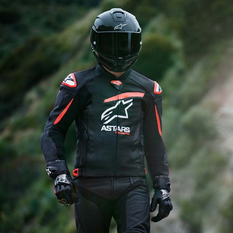Alpinestars GP plus R 4 Airflow Giacca da moto in pelle nera-rosso-fluo-bianca
