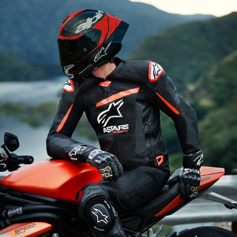Alpinestars GP plus R 4 Airflow Giacca da moto in pelle nera-rosso-fluo-bianca