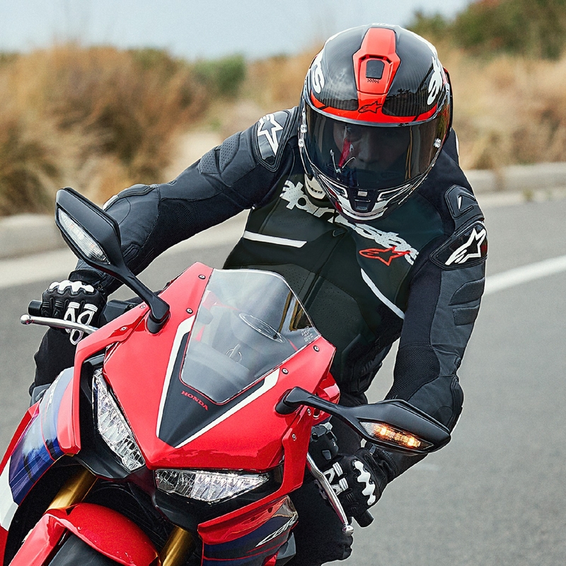 Giacca moto in pelle Alpinestars Atem 5 nero-bianco