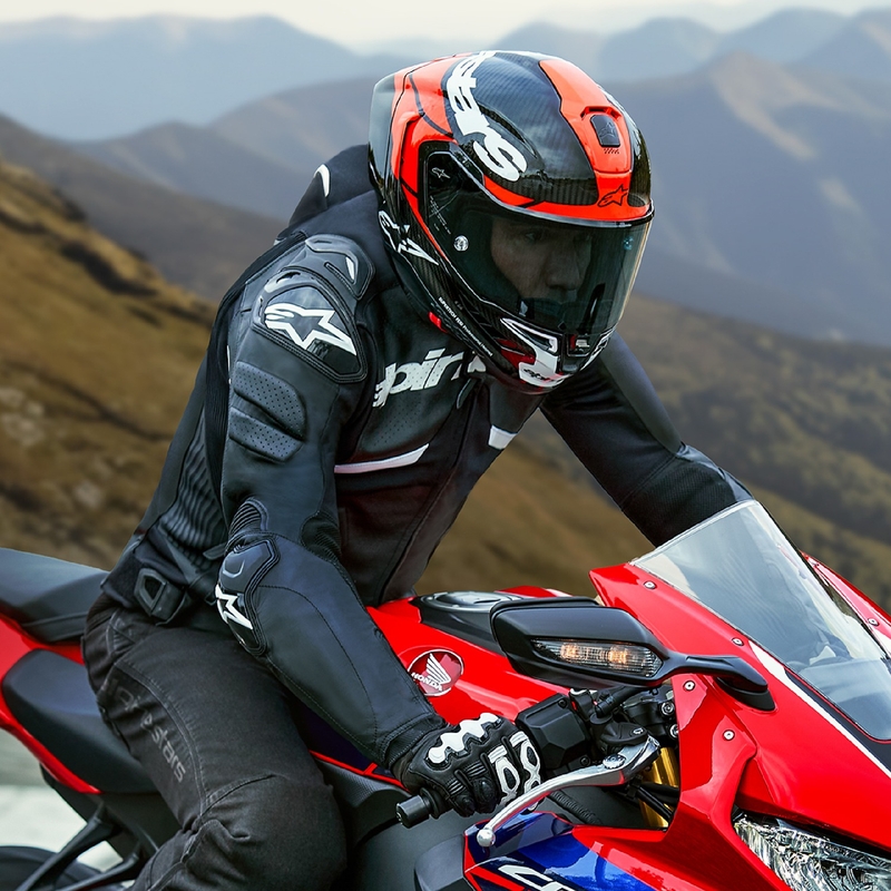 Giacca moto in pelle Alpinestars Atem 5 nero-bianco