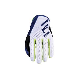 Guanti da motocross per bambini FIVE MXF3 EVO blu-bianco-giallo fluo