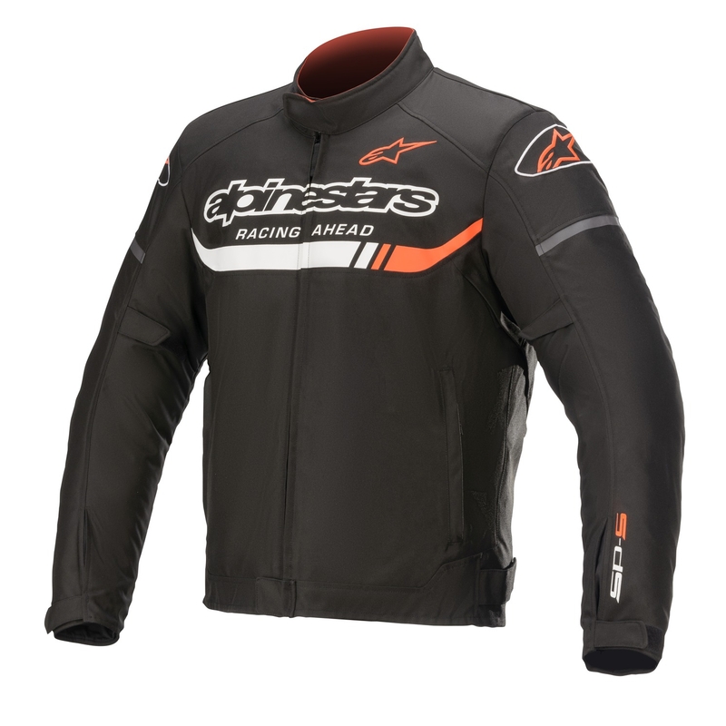 Alpinestars T-SP S Ignition Giacca da moto impermeabile nero-bianco-rosso fluo