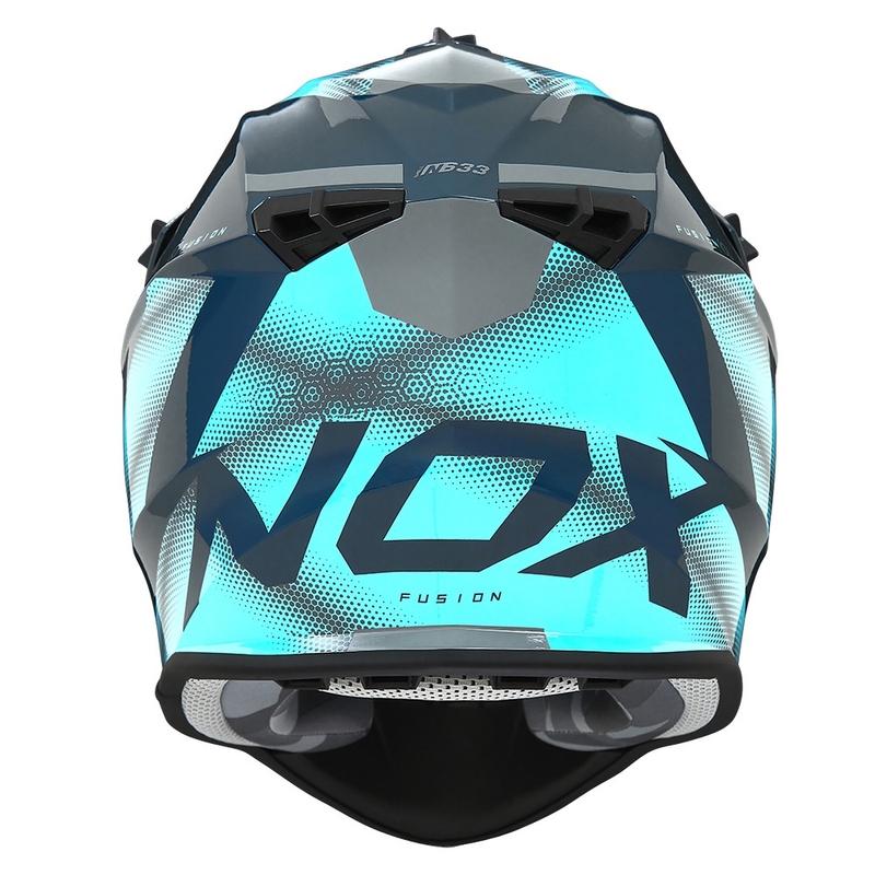 Casco da motocross NOX N633 blu fluo-grigio