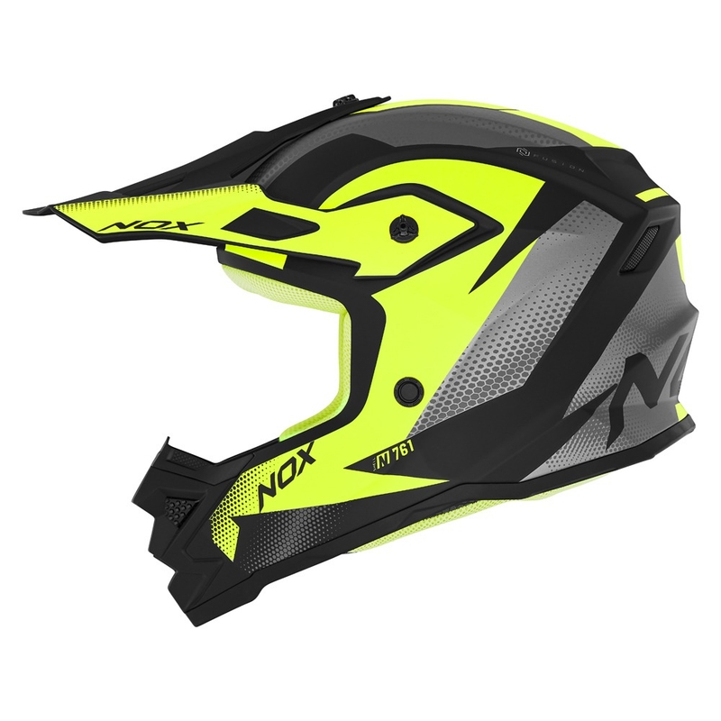 Casco motocross per bambini NOX N761 MX giallo fluo-nero-grigio