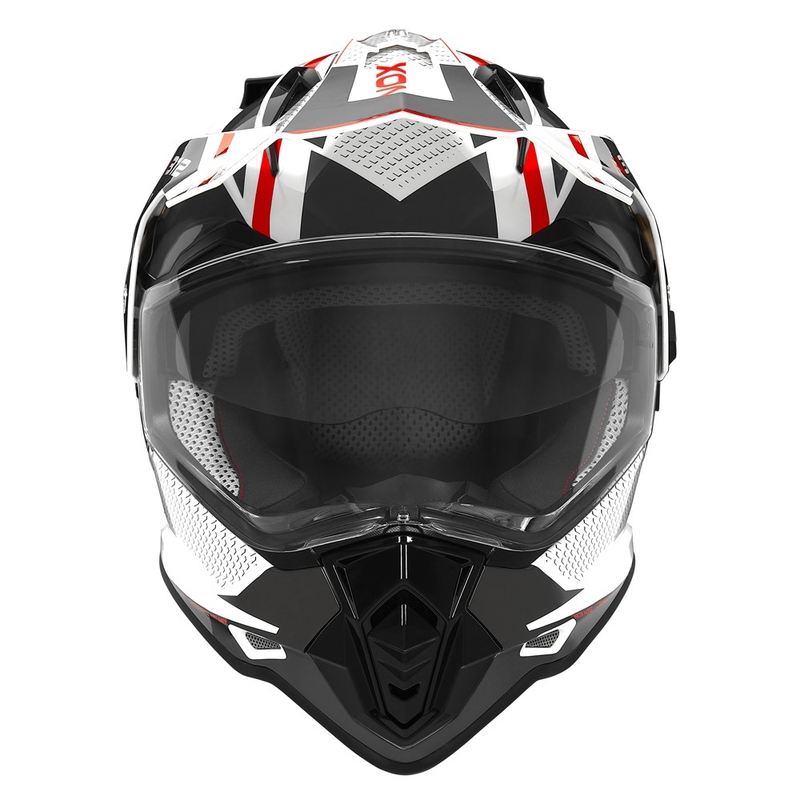 Casco da enduro NOX N312 Drone bianco-nero-rosso