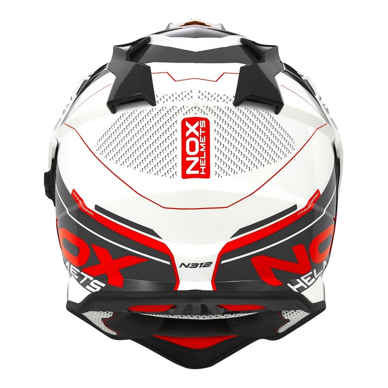 Casco da enduro NOX N312 Drone bianco-nero-rosso