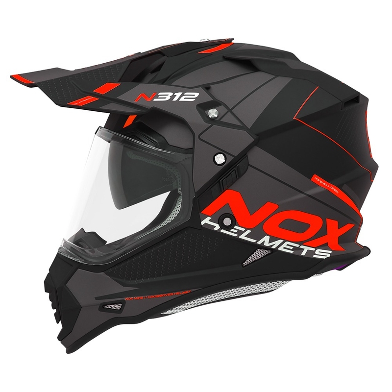 Casco da enduro NOX N312 Drone nero opaco-rosso