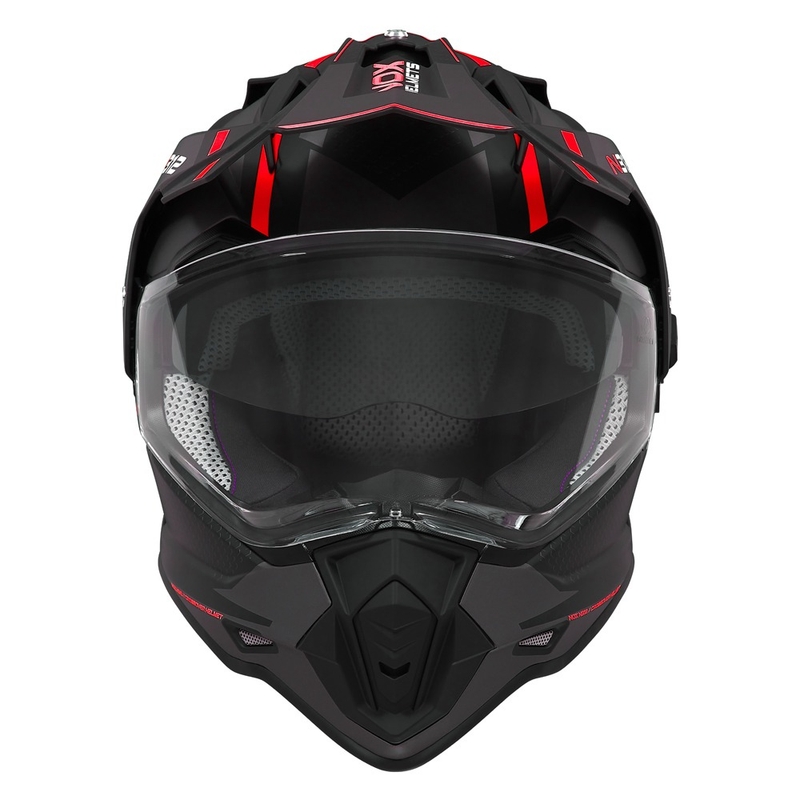 Casco da enduro NOX N312 Drone nero opaco-rosso