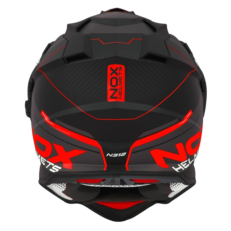 Casco da enduro NOX N312 Drone nero opaco-rosso