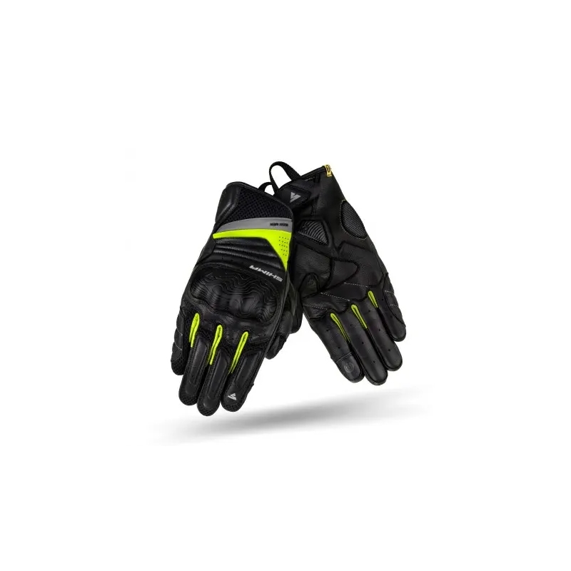 Guanti da moto Shima Rush nero-giallo fluo