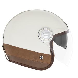 Casco moto aperto NOX PREMIUM Heritage bianco con pelle marrone