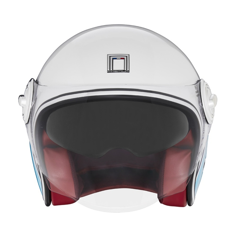 Casco moto aperto NOX PREMIUM Heritage bianco-blu-rosso