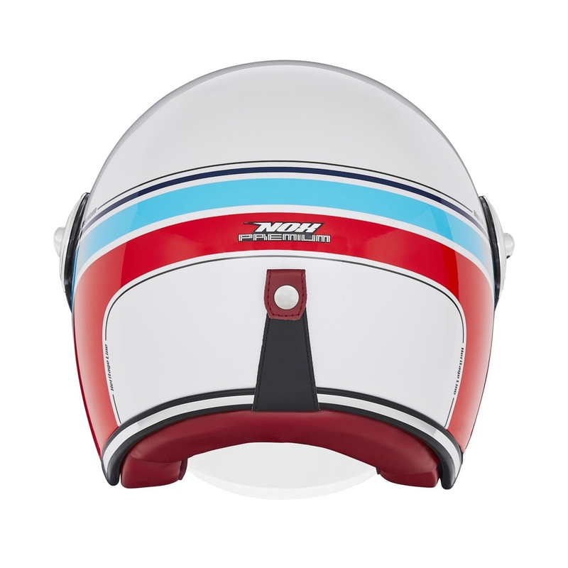 Casco moto aperto NOX PREMIUM Heritage bianco-blu-rosso