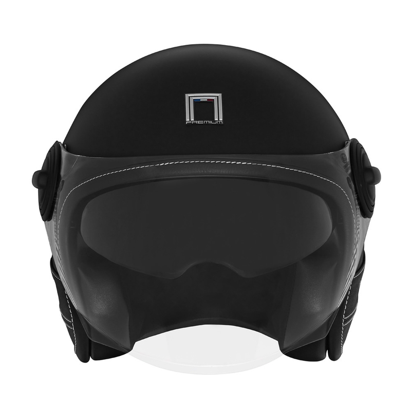 Casco moto aperto NOX PREMIUM Heritage in pelle nera