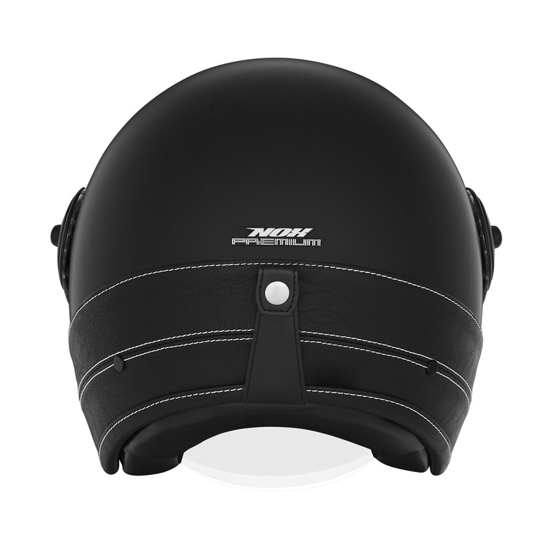 Casco moto aperto NOX PREMIUM Heritage in pelle nera