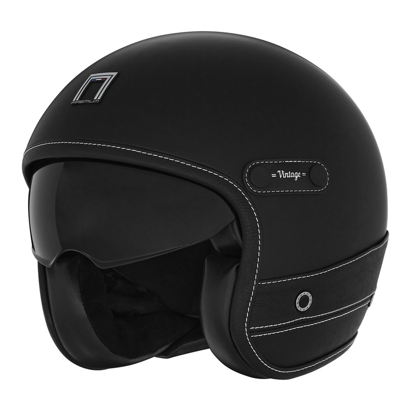 Casco moto aperto NOX PREMIUM Heritage in pelle nera