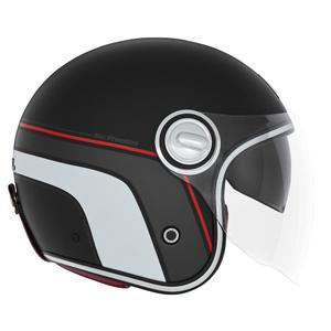 Casco moto aperto NOX PREMIUM Heritage nero-rosso-bianco opaco