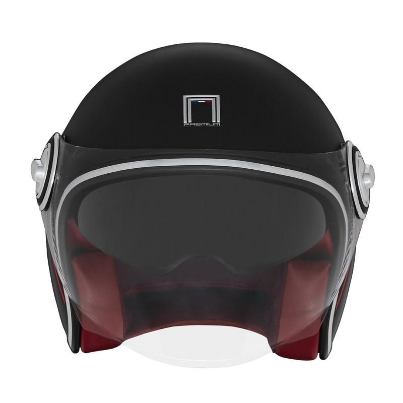 Casco moto aperto NOX PREMIUM Heritage nero-rosso-bianco opaco
