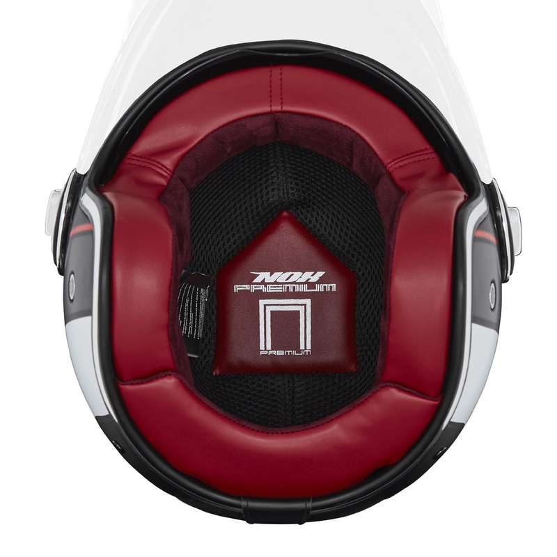 Casco moto aperto NOX PREMIUM Heritage nero-rosso-bianco opaco