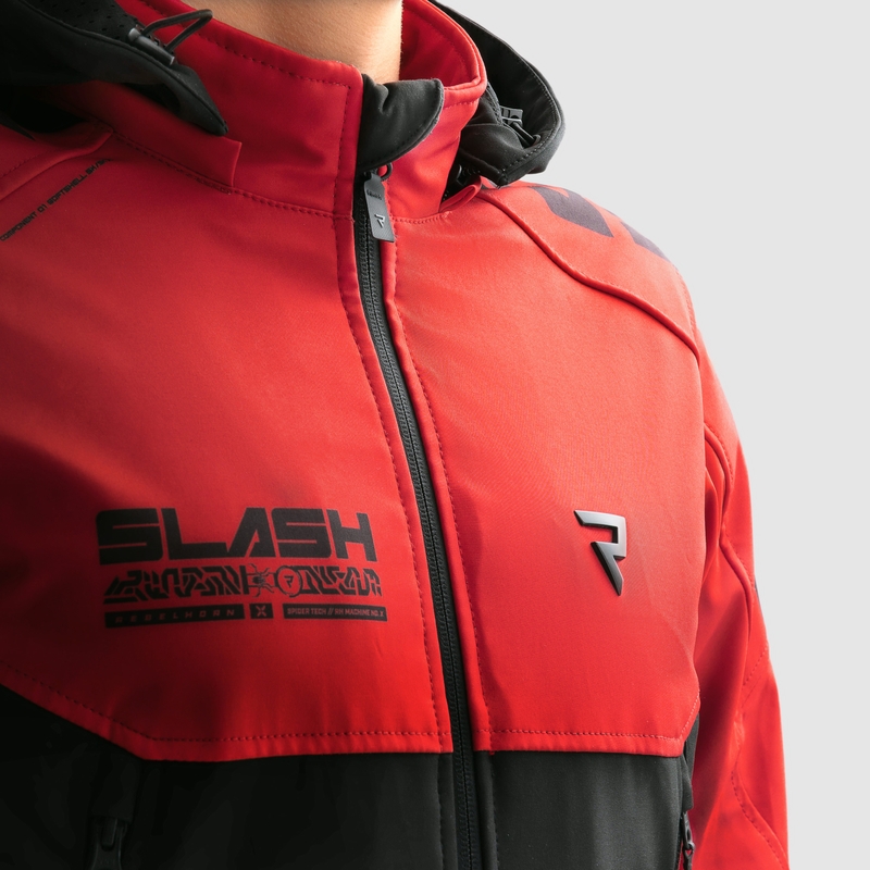 Giacca da motociclista softshell Rebelhorn Slash nera e rossa