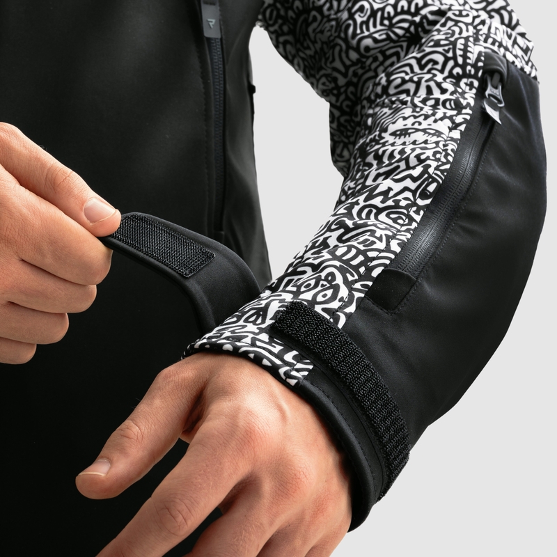 Giacca da moto Softshell Rebelhorn Slash Noriaki in bianco e nero
