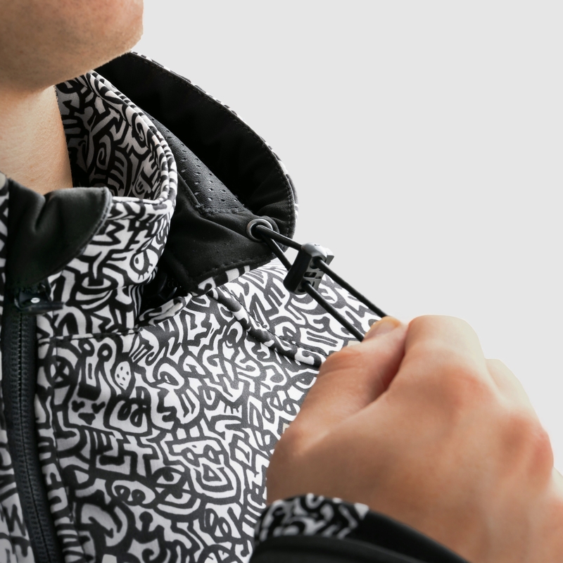 Giacca da moto Softshell Rebelhorn Slash Noriaki in bianco e nero