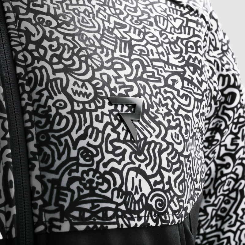 Giacca da moto Softshell Rebelhorn Slash Noriaki in bianco e nero