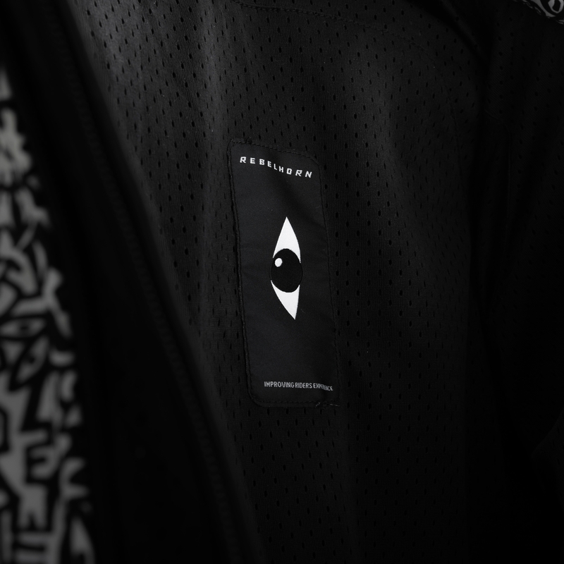 Giacca da moto Softshell Rebelhorn Slash Noriaki in bianco e nero
