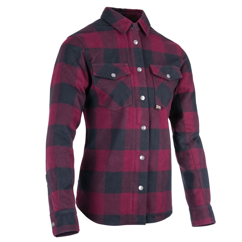 Camicia da moto Oxford Kickback 2.0 da donna, rossa e nera