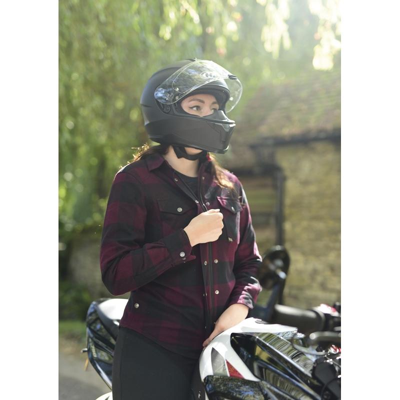 Camicia da moto Oxford Kickback 2.0 da donna, rossa e nera