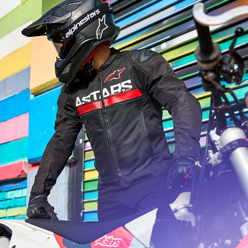 Giacca da moto Alpinestars SMX Air nero-rosso fluo