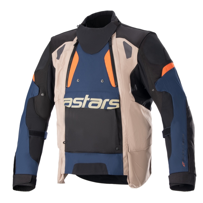 Giacca moto Alpinestars Halo Drystar Blu scuro-Khaki-Arancione-Nero