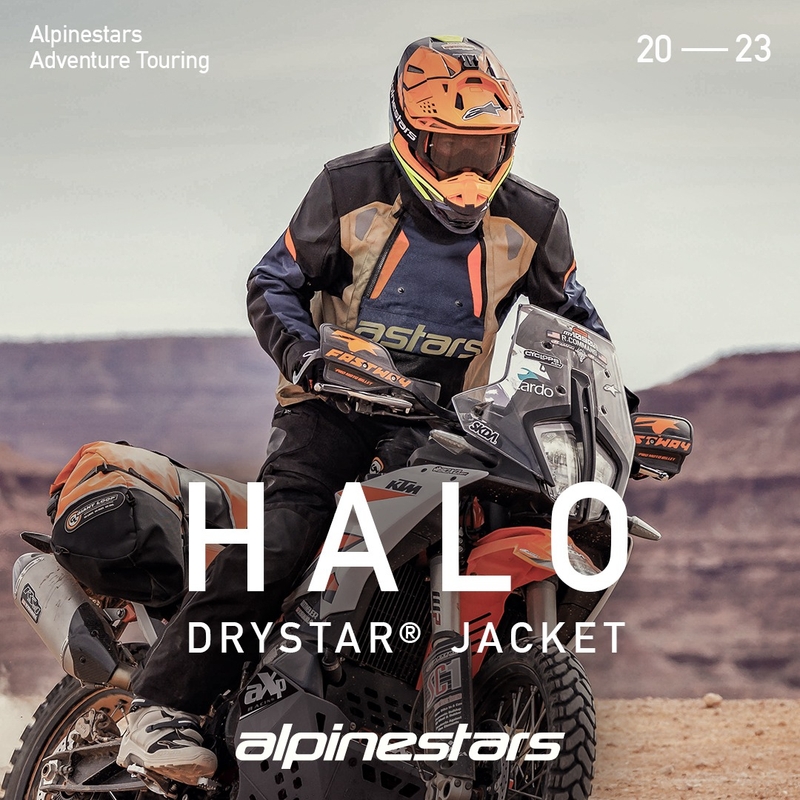 Giacca moto Alpinestars Halo Drystar Blu scuro-Khaki-Arancione-Nero