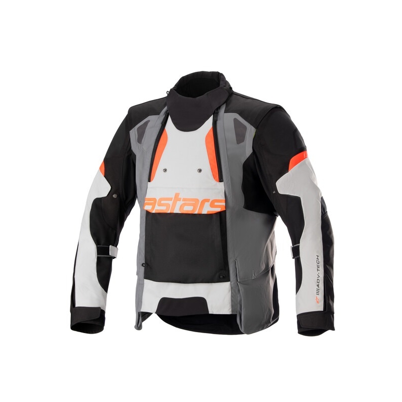 Giacca da moto Alpinestars Halo Drystar grigio chiaro-grigio scuro-nero-rosso fluo