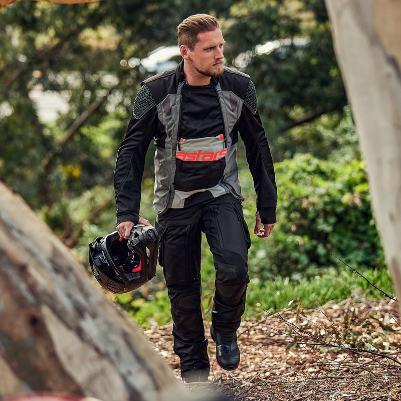 Giacca da moto Alpinestars Halo Drystar grigio chiaro-grigio scuro-nero-rosso fluo
