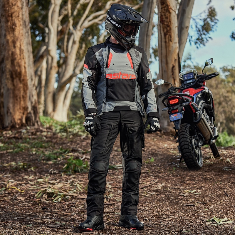 Giacca da moto Alpinestars Halo Drystar grigio chiaro-grigio scuro-nero-rosso fluo