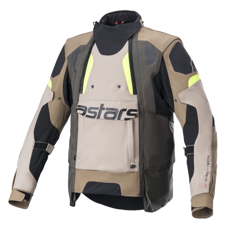 Alpinestars Halo Drystar giacca da moto color kaki-beige-giallo fluo