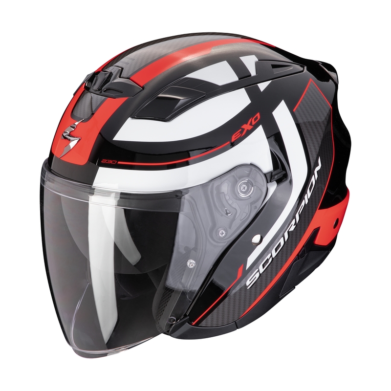Casco moto aperto SCORPION EXO-230 PUL nero-rosso Saldi