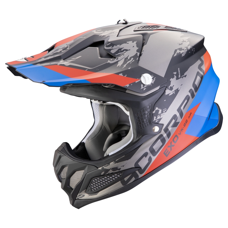 Casco da motocross Scorpion VX-22 Air CX nero opaco-blu-rosso Saldi