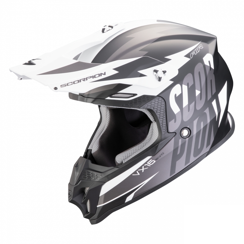 Casco da motocross Scorpion VX-16 EVO AIR Slanter nero opaco-grigio Saldi